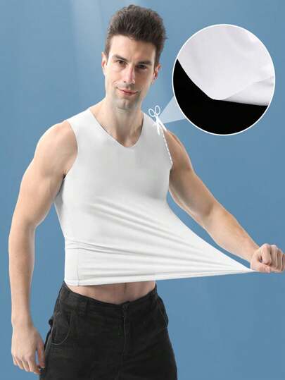 قميص داخلي بدون أكمام رجالي بياقة على شكل حرف V، قميص رياضي بلا أكمام، ملابس داخلية كاجوال بسيطة للصيف، بنفرز ضيق القالب، بدلة رياضة والرياضة الشبابية والتنزه، - متين، خفيف الوزن، سريع الجفاف، قميص أكمام قصيرة مناسب لصالات الجيم المبردة.