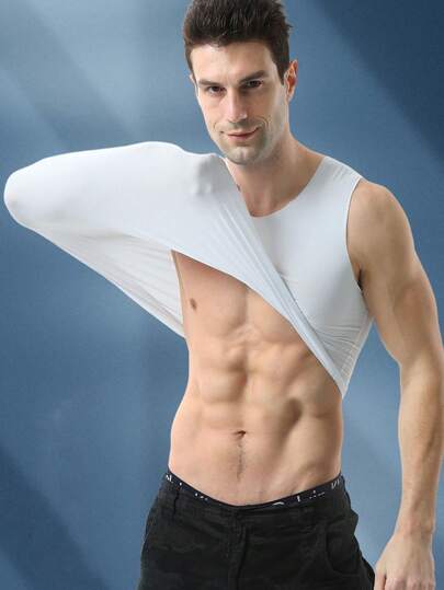 قميص داخلي بدون أكمام رجالي بياقة على شكل حرف V، قميص رياضي بلا أكمام، ملابس داخلية كاجوال بسيطة للصيف، بنفرز ضيق القالب، بدلة رياضة والرياضة الشبابية والتنزه، - متين، خفيف الوزن، سريع الجفاف، قميص أكمام قصيرة مناسب لصالات الجيم المبردة.