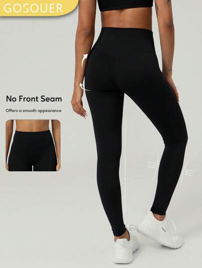 GOSOUER سراويل رياضية للنساء ذات خصر عالي بدون خط أمامي وخط خلفي عميق على الأرداف للركض والتمارين الخارجية والبيلاتس واليوجا