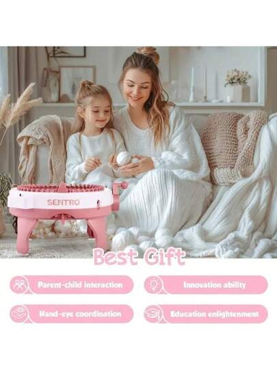 آلة نسج يدوي للأطفال ذات وجهين ، 22/32/40/48 إبرة ، مجموعة آلة نسج يدوي (لون الاكسسوار عشوائي) ، آلة نسج يدوي بالبكرة يدويًا للأوشحة والقبعات والقفازات والجوارب والسترات والدمى ألعاب تفاعلية ، مناسبة للكبار والمبتدئين ، جيدة لهدايا عيد الميلاد والعام الجد