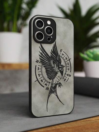 قطعة واحدة من غطاء الهاتف المصمم بطراز طائر بسيط، مصنوع من الجلد بلمسة فاخرة ناعمة، خصائص حماية الجلد المقاوم للصدمات، يتوافق مع أجهزة الآيفون 11، 12، 13، 14، 15، 16، بروماكس X، Xs، Xr، 16e، 15 بلس، جالاكسي، أوبو، ريلمي، فيفو، ريدمي، إنفينيكس، هونور X50i