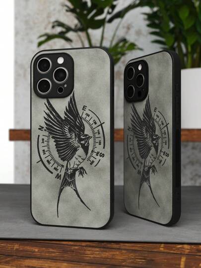 قطعة واحدة من غطاء الهاتف المصمم بطراز طائر بسيط، مصنوع من الجلد بلمسة فاخرة ناعمة، خصائص حماية الجلد المقاوم للصدمات، يتوافق مع أجهزة الآيفون 11، 12، 13، 14، 15، 16، بروماكس X، Xs، Xr، 16e، 15 بلس، جالاكسي، أوبو، ريلمي، فيفو، ريدمي، إنفينيكس، هونور X50i