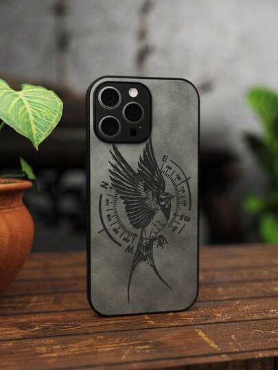 قطعة واحدة من غطاء الهاتف المصمم بطراز طائر بسيط، مصنوع من الجلد بلمسة فاخرة ناعمة، خصائص حماية الجلد المقاوم للصدمات، يتوافق مع أجهزة الآيفون 11، 12، 13، 14، 15، 16، بروماكس X، Xs، Xr، 16e، 15 بلس، جالاكسي، أوبو، ريلمي، فيفو، ريدمي، إنفينيكس، هونور X50i