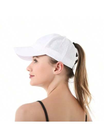 1 قطعة قبعة بيسبول الذيل الحصان، قبعة رياضية، قبعة للتخييم، قبعة للتنزه، قبعة بيسبول جاهزة للطبع ذات ظهر شبكي سريعة الجفاف، مع فتحات لذيل الحصان، خفيفة الوزن ومنفذة للهواء قبعة شمس للأنشطة الخارجية