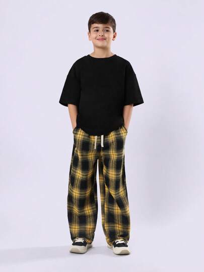 SUMWON بنطال منزلي سبوع فلانيل كاروهات واسع الساق مناسب للخريف والشتاء، قطعة ملابس مريحة وفضفاضة بتصميم كلاسيكي كاروهات