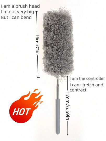 1 قطعة ممسحة من الألياف الدقيقة قابلة للتعديل، أداة فرشاة تنظيف منزلية، طول قابل للتعديل، رأس الفرشاة قابل للثني والطي، فرشاة التنظيف، مكيف الهواء المنزلي، السيارة، أثاث التنظيف، رائعة للصيف