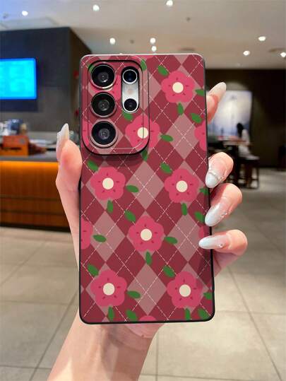 حافظة هاتف زخرفية بنقش مربعي ملون بارز ذات قوام ناعم ولمسة مطفية مصنوعة من مادة البولي يوريثان الحراري ، حماية أنيقة تناسب هواتف آبل وأوبو وفيفو وموديلات أندرويد أخرى ، هدية مناسبة للأصدقاء واألحباب