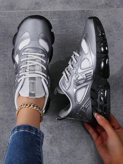 أحذية رياضية للنساء، أحذية كاجوال سيدات، أحذية منصة سميكة مريحة وقابلة للتنفس للنشاطات الرياضية الخارجية