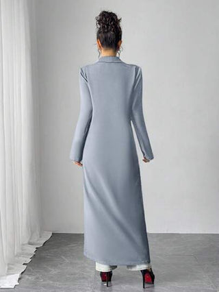 Mulvari معطف أسود كاجوال طويل للنساء