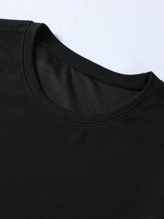 Manfinity Homme قميص تي شيرت رجالي بياقة طاقم وأكمام قصيرة نصف طويلة من قماش كاجوال، تي شيرت رجالي أسود صيفي، تي شيرت رجالي بأكمام عضلية، تي شيرت رجالي أسود مناسب للرجال، عبوة 100 تي شيرت رجالي أسود مناسب للرجال