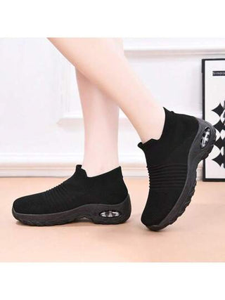 أحذية نسائية للمشي لها دعم للقوس وغير انزلاقية للعمل، ذات تهوئة جيدة ومصنوعة من تريكو خفيفة الوزن لمعالجة مشاكل التهاب الرباط الكعبي