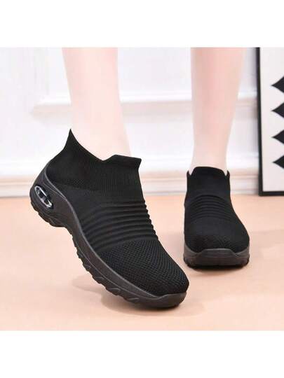 أحذية نسائية للمشي لها دعم للقوس وغير انزلاقية للعمل، ذات تهوئة جيدة ومصنوعة من تريكو خفيفة الوزن لمعالجة مشاكل التهاب الرباط الكعبي