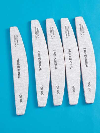 5 قطع من ملفات الأظافر بحبيبات 100/100، ملفات وأدوات تلميع الأظافر الأكريليك الاحترافية، قابلة للغسيل، ملف أظافر مزدوج الجانب مصمم لتمريض الأظافر، أدوات للعناية بالأظافر وفن الأظافر