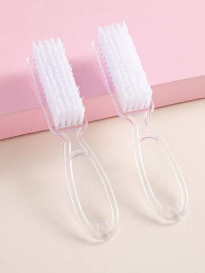 2 فرشاة تنظيف البشرة للأظافر والأصابع، فرشاة تقشير اليد خلخال البلاستيك، فرشاة تزجيع للأظافر والأصابع والأقدام، طقم فرش تنظيف الأظافر والأقدام، شفاف