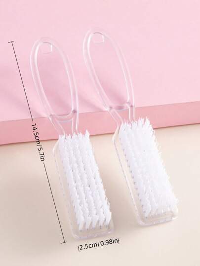 2 فرشاة تنظيف البشرة للأظافر والأصابع، فرشاة تقشير اليد خلخال البلاستيك، فرشاة تزجيع للأظافر والأصابع والأقدام، طقم فرش تنظيف الأظافر والأقدام، شفاف