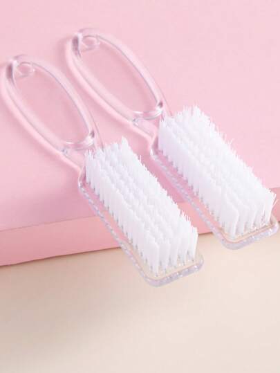 2 فرشاة تنظيف البشرة للأظافر والأصابع، فرشاة تقشير اليد خلخال البلاستيك، فرشاة تزجيع للأظافر والأصابع والأقدام، طقم فرش تنظيف الأظافر والأقدام، شفاف