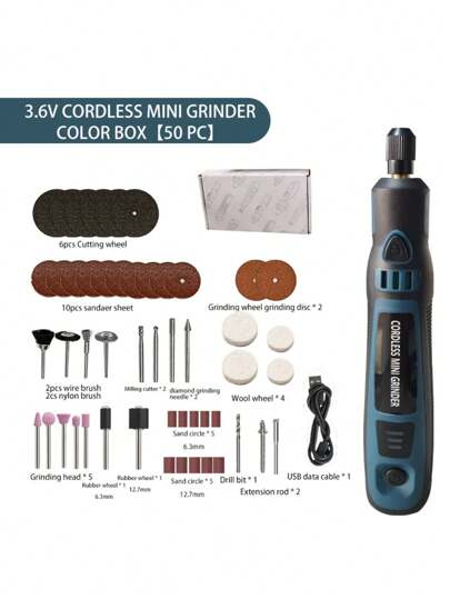 طقم أداة دوارة لاسلكية صغيرة - قلم الحفر اللاسلكي ، قابل للشحن عبر USB ، للقطع والنقش والثقب والتلميع والجلخ ، مناسب للاستخدام المنزلي DIY