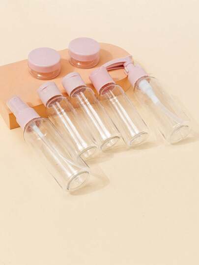 7 قطع زجاجات سفر لمستحضرات التجميل، حاويات سفر قابلة لإعادة الملء بحجم مناسب للسفر لشامبو ومنعم وسوائل وكريمات وصابون وغسول الجسم ، من ضروريات السفر