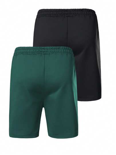 مجموعة 2 قطعة من الشورت الكلاسيكية بزر وسحاب للرجال، ذات لون أساسي، قبضة مريحة بجيوب، خصر عادي، مناسبة للصيف والاستخدام اليومي والخارجي للركض والجولف والصيد والكرة والتخييم والجيم والسباحة والشاطئ، هدية رائعة للزوج أو الحبيب