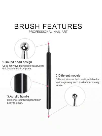 5 أدوات للفن على الأظافر مزودة بطرفين منقطين، أقلام محفورة مناسبة للرسم على الأظافر، مناسبة للمبتدئين في فن الأظافر وصالونات الأظافر
