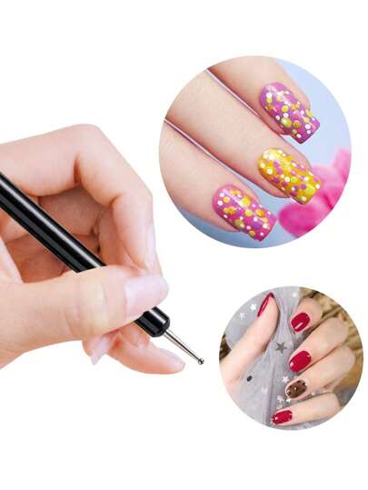 5 أدوات للفن على الأظافر مزودة بطرفين منقطين، أقلام محفورة مناسبة للرسم على الأظافر، مناسبة للمبتدئين في فن الأظافر وصالونات الأظافر