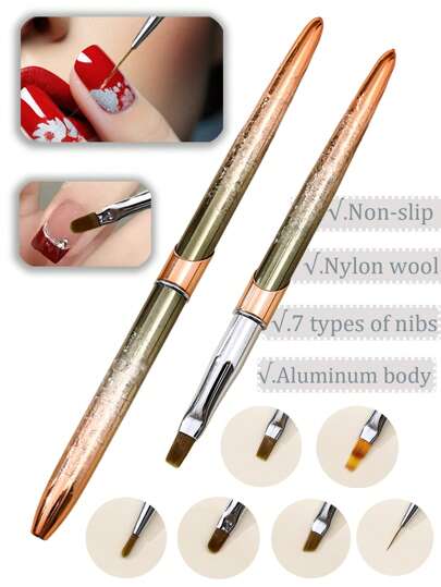 فرشاة أظافر بيضاوية مناسبة لتطبيقات الأكريليك، أداة إمتداد أظافر احترافية، قلم رسم خطوط على الأظافر، مناسبة للاستخدام المنزلي والصالونات