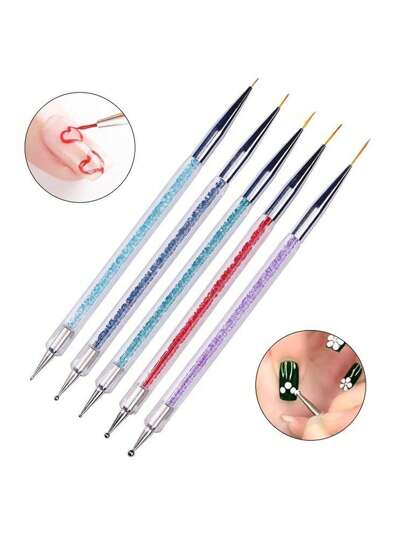 5 قطع أداة علاج ضوئي الرأس ، أقلام رسم فن الأظافر ، أدوات تجميل متعددة الوظائف لاستخدام محترف وشخصي ، مناكير ، صالون ، DIY ، للمبتدئين - هدايا للنساء / الأخصائيين في المناكير