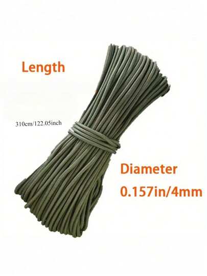 حبل نايلون أخضر بطول 31 قدم، حبل نايلون عالي القوة مناسب للتخييم والبقاء على قيد الحياة والصيد والتنزه، متين ومقاوم للطقس، مثالي للهواة الخارجيين
