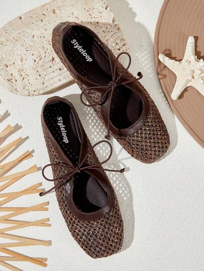 Styleloop صنادل منسوجة بحبال وكعب منصة للنساء، بأسلوب عطلة شاطئية بوهيمي شيك ريترو أمريكي غربي لحفلات موسيقى المهرجانات، أحذية ذات نعل سميك