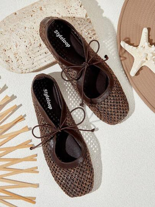 Styleloop صنادل منسوجة بحبال وكعب منصة للنساء، بأسلوب عطلة شاطئية بوهيمي شيك ريترو أمريكي غربي لحفلات موسيقى المهرجانات، أحذية ذات نعل سميك