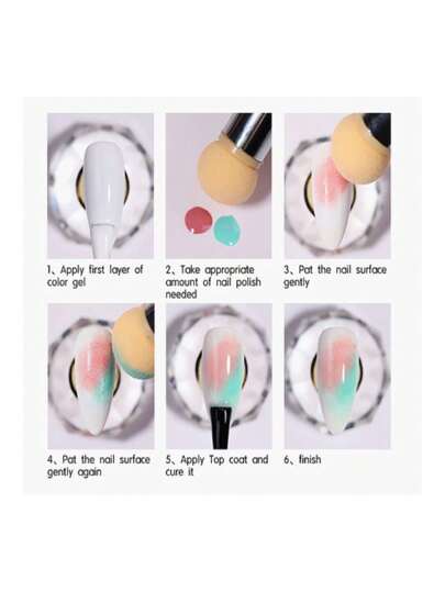 3 قطع رؤوس إسفنجية دائرية لاستبدال فرش أظافر هندسية للأظافر: فرش لطلاء التدرج اللوني وبودرة الترتر والتنقيط، أدوات مانيكير