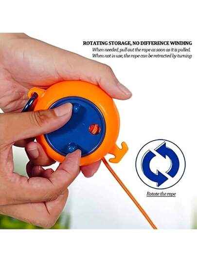 حبل غسيل قابل للسحب 1 قطعة للتخييم والسفر، حبل تجفيف للتخييم والنشاطات الخارجية، مناسب للسفر والصيد والتخييم، حبال للغسيل