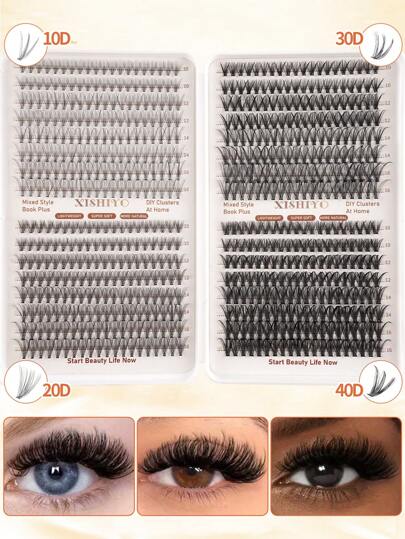 مجموعة رموش صناعية فردية بحجم كبير 640 خصلة، مكونة من مزيج من 10 مم إلى 16 مم بطول متنوع 10D+20D+30D+40D+50D+60D+80D+100D لإطالة وتكثيف وتحجيم الرموش، حزمة رموش جذابة وطويلة الأمد للمبتدئين في إطالة الرموش منزليا