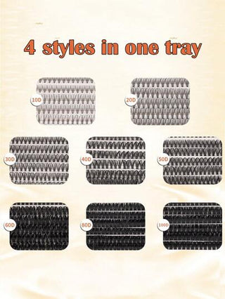 مجموعة رموش صناعية فردية بحجم كبير 640 خصلة، مكونة من مزيج من 10 مم إلى 16 مم بطول متنوع 10D+20D+30D+40D+50D+60D+80D+100D لإطالة وتكثيف وتحجيم الرموش، حزمة رموش جذابة وطويلة الأمد للمبتدئين في إطالة الرموش منزليا