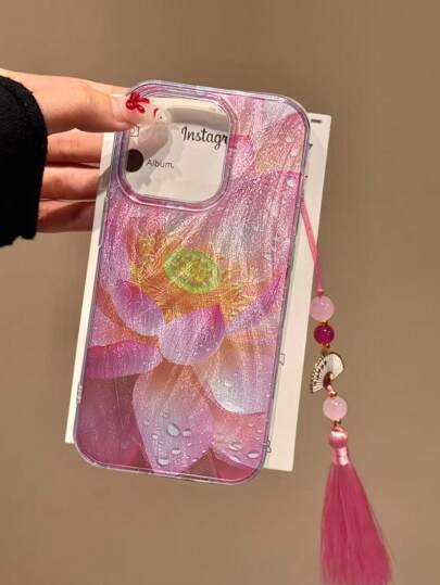 غطاء واقي للهاتف مع تصميم زهور اللوتس المطبوعة ذو تأثير فخم وأناقة بسيطة، مناسب لهواتف آيفون 15، آيفون 15 برو ماكس، أبل P13، P14 للسيدات، P11 بغلاف ناعم، P12 مقاوم للسقوط XS.XR/78P.78GES2، A14/A15 S23U/A50 A12 A32 A52 A72 A51 A21S A13 A14 S22 Ultra S23 A3