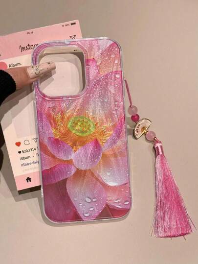 غطاء واقي للهاتف مع تصميم زهور اللوتس المطبوعة ذو تأثير فخم وأناقة بسيطة، مناسب لهواتف آيفون 15، آيفون 15 برو ماكس، أبل P13، P14 للسيدات، P11 بغلاف ناعم، P12 مقاوم للسقوط XS.XR/78P.78GES2، A14/A15 S23U/A50 A12 A32 A52 A72 A51 A21S A13 A14 S22 Ultra S23 A3