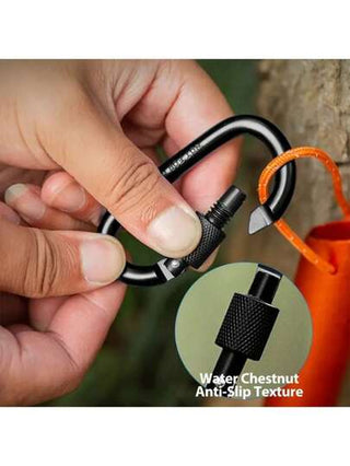 5 قطع / 10 قطع من خواطم قفل معدنية من سبيكة الألومنيوم الأسود مزودة بمسامير - ضرورية للتخييم والتنزه والصيد ، حاملات مفاتيح مقاس 42 * 80 مم