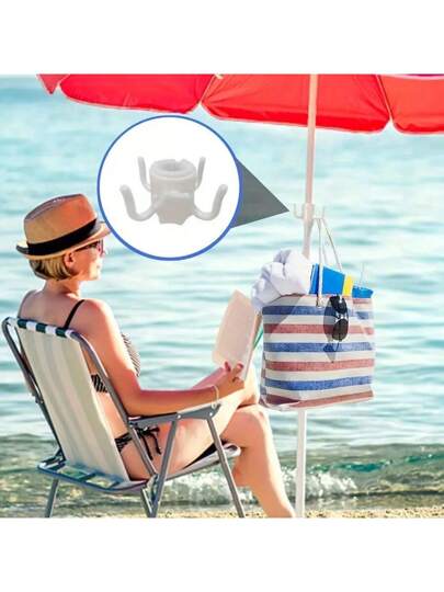 قطعة واحدة من خطاف شمسية للشاطئ، خطاف بأربعة أركان للخيمة والشاطئ لتثبيت المنشفات والحقائب والقبعات، ملحقات خيمة