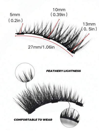 زوجان من رموش مغناطيسية طبيعية لا تحتاج إلى صمغ، يدوية الصنع، قابلة لإعادة الاستخدام بطول 5-13 ملم،3 خطوات لتركيبها، رموش مزيفة للزفاف والحفلات والمواعيد