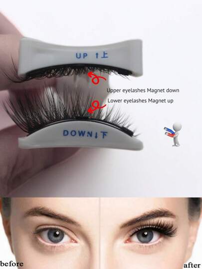 زوجان من رموش مغناطيسية طبيعية لا تحتاج إلى صمغ، يدوية الصنع، قابلة لإعادة الاستخدام بطول 5-13 ملم،3 خطوات لتركيبها، رموش مزيفة للزفاف والحفلات والمواعيد