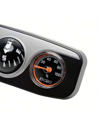 ديكور لوحة العدادات في السيارة 3 في 1 مع بوصلة, ثرمومتر و هيجرومتر - اكسسوار داخلي أنيق باللونين الأسود والبرتقالي للسيارات والقوارب والعربات, تعزيز ديكور السيارة | زينة لوحة العدادات أنيقة | من بلاستيك متين