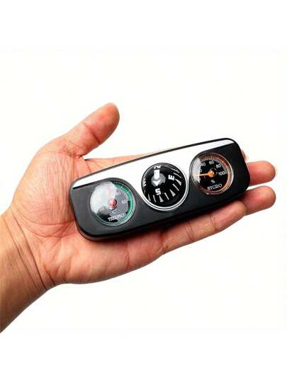 ديكور لوحة العدادات في السيارة 3 في 1 مع بوصلة, ثرمومتر و هيجرومتر - اكسسوار داخلي أنيق باللونين الأسود والبرتقالي للسيارات والقوارب والعربات, تعزيز ديكور السيارة | زينة لوحة العدادات أنيقة | من بلاستيك متين