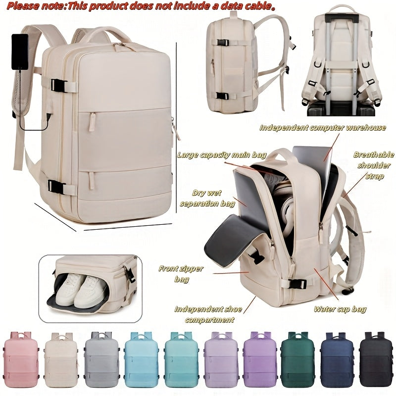 حقيبة ظهر جديدة خفيفة الوزن من النايلون للجنسين لعام 2025 مع حجرة للأحذية، جيوب متعددة وجيوب جانبية شبكية - أحزمة قابلة للتعديل، إغلاق بسحاب، بطانة بوليستر للمشي لمسافات طويلة، الرياضة، التنقل (وردي/أبيض/أسود)، حقيبة ظهر للسفر، معدات المشي لمسافات طويلة،