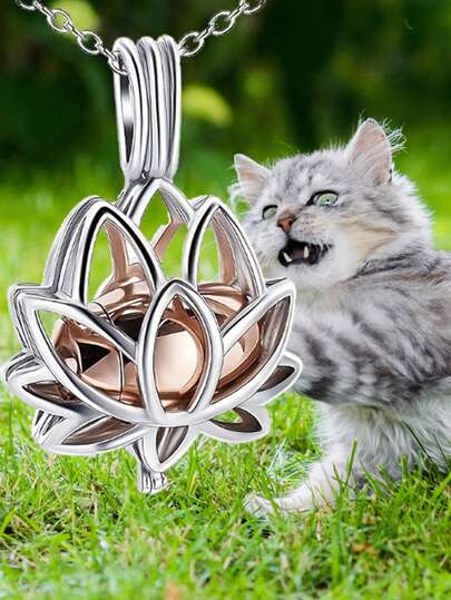 قلادة وعاء جنازة على شكل زهرة اللوتس لحفظ الرماد، مجوهرات مذكرة لحفظ الرماد مع وعاء صغير لحفظ جزء من الرماد كذكرى