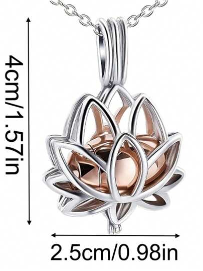 قلادة وعاء جنازة على شكل زهرة اللوتس لحفظ الرماد، مجوهرات مذكرة لحفظ الرماد مع وعاء صغير لحفظ جزء من الرماد كذكرى