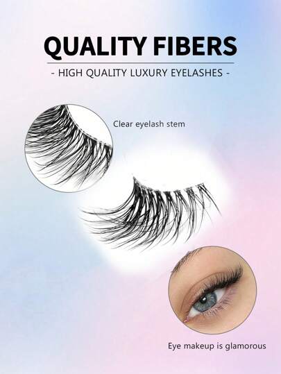 7 أزواج رموش نصفية صناعية من فرو المنك شفافة الحواف شكل عين القط رموش نصفية للمكياج