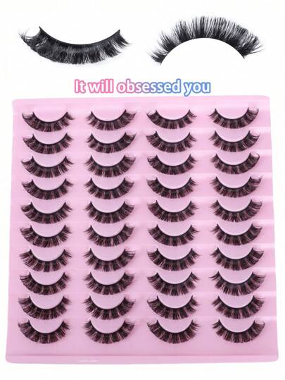 20 زوج من رموش ال- D-Curl الروسية الزائفة، رموش ناعمة وناعمة للاستخدام اليومي، الزفاف، الحفلات، المناسبات والمكياج