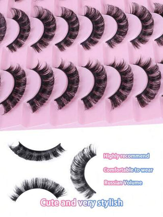 20 زوج من رموش ال- D-Curl الروسية الزائفة، رموش ناعمة وناعمة للاستخدام اليومي، الزفاف، الحفلات، المناسبات والمكياج