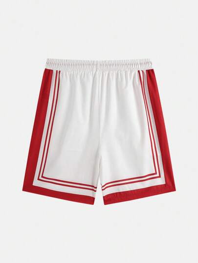 Manfinity VDAYZ شورت شاطئ للرجال ذو خصر رباط وباتش ملون