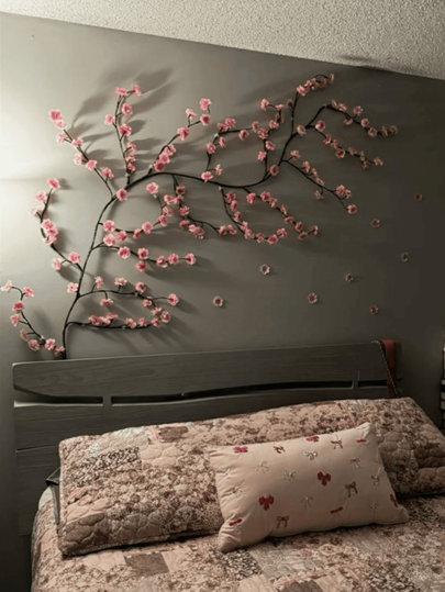 قطعة واحدة 2.3 متر - 144 ضوء LED شجرة الكرز الجدارية - 8 وضعيات وميض، تعمل بالطاقة من خلال USB، قابلة للثني والتحريك، مناسبة لديكور المنزل، غرفة المعيشة، حديقة خيالية، ديكور غرفة النوم، ديكور الجدار، الفناء، حفلة عيد الميلاد، غرفة الألعاب، المكتب